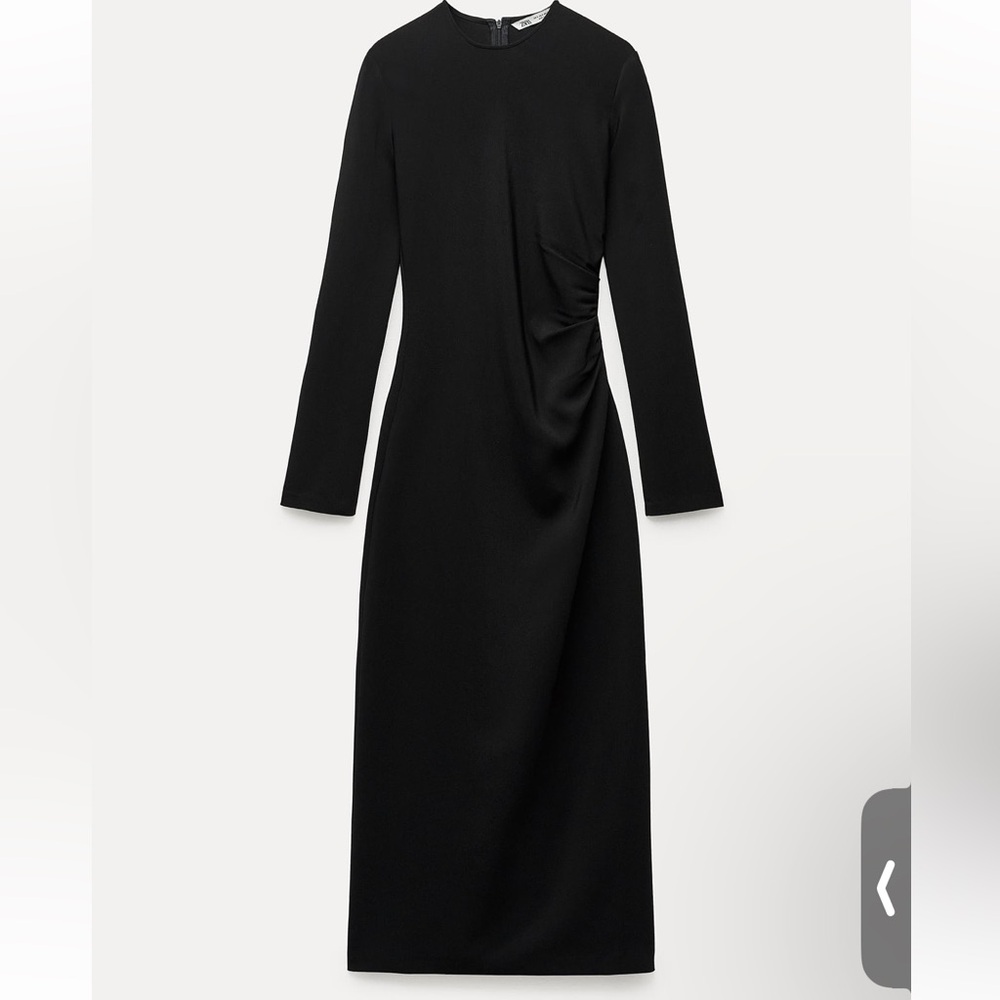 Brand new Zara black side ruched midi dress